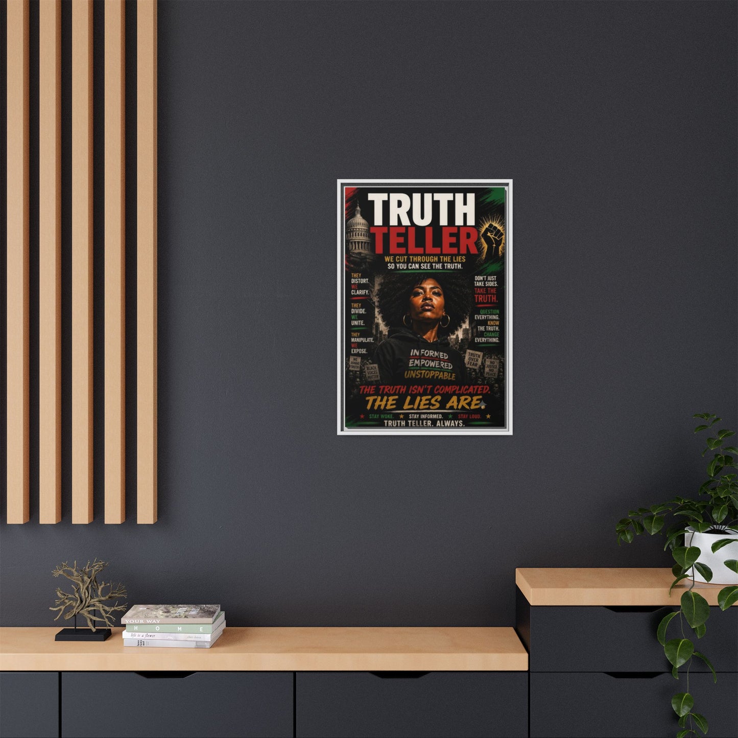 Truth Teller We Cut Through the Lies So You Can See the Truth. Framed Matte Canvas Wall Art