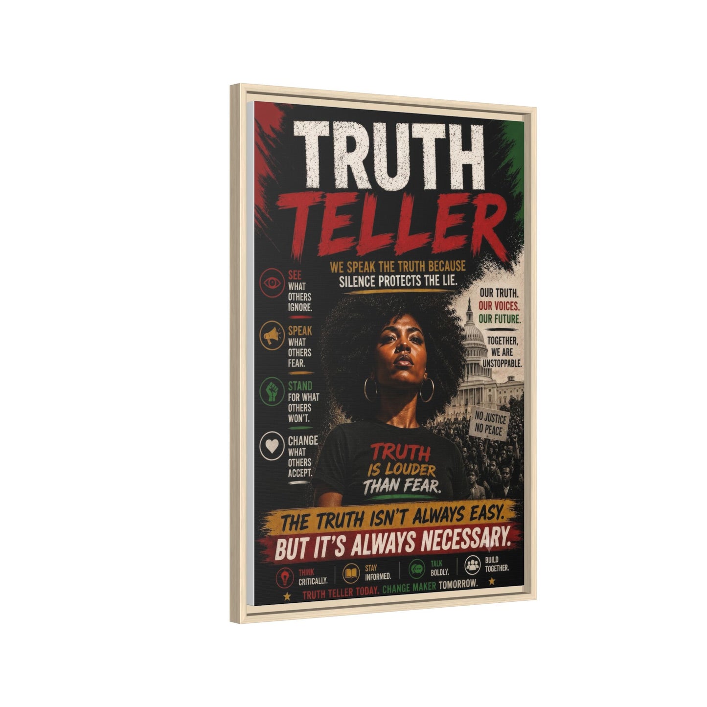 Truth Teller We Speak the Truth Because Silence Protects the Lie  Framed Matte Canvas Wall Art