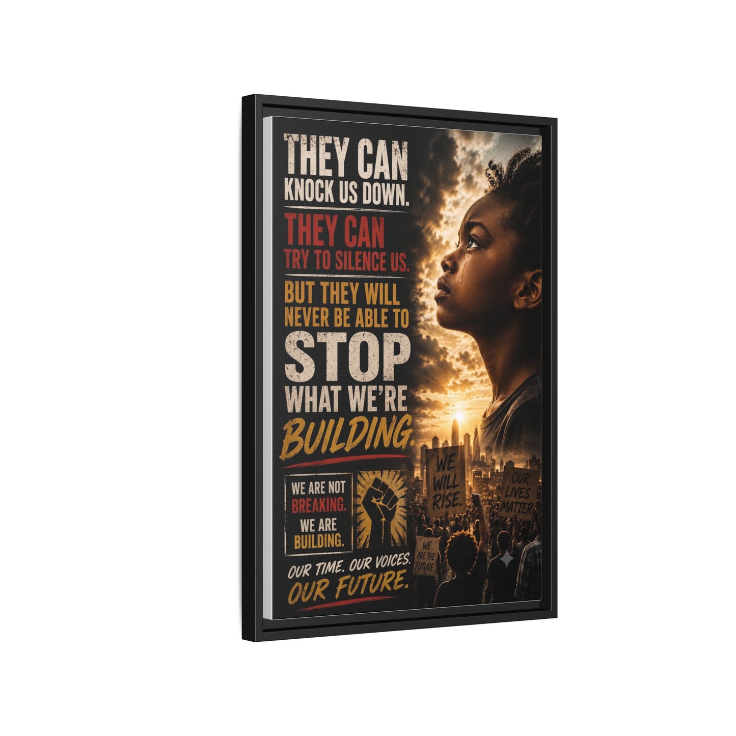"They Can Knock Us Down" Framed Matte Canvas Wall Art