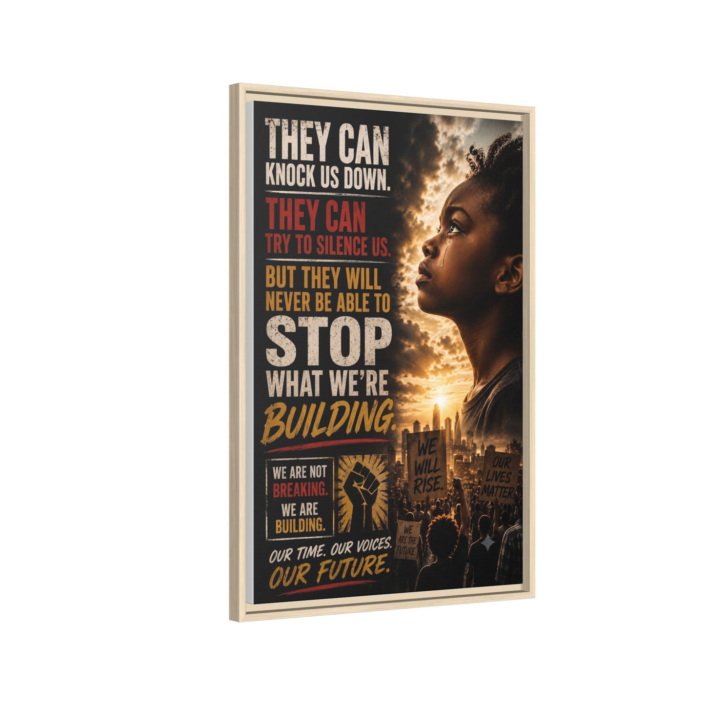 "They Can Knock Us Down" Framed Matte Canvas Wall Art