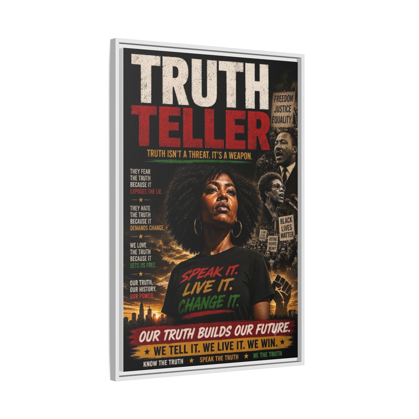 Truth Teller Truth Isn't a Threat. It's a Weapon Framed Canvas  Wall Art