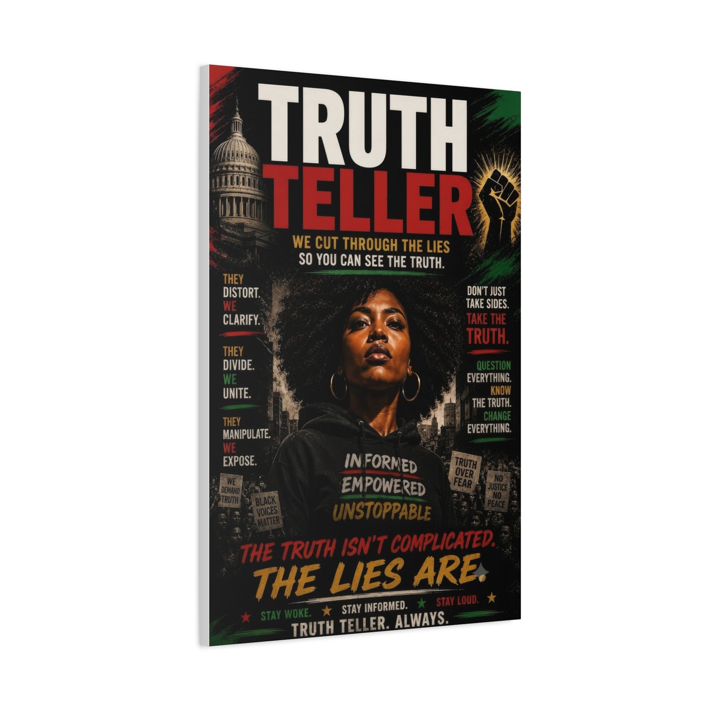Truth Teller We Cut Through the Lies So You Can See the Truth. Matte Canvas Wall Art