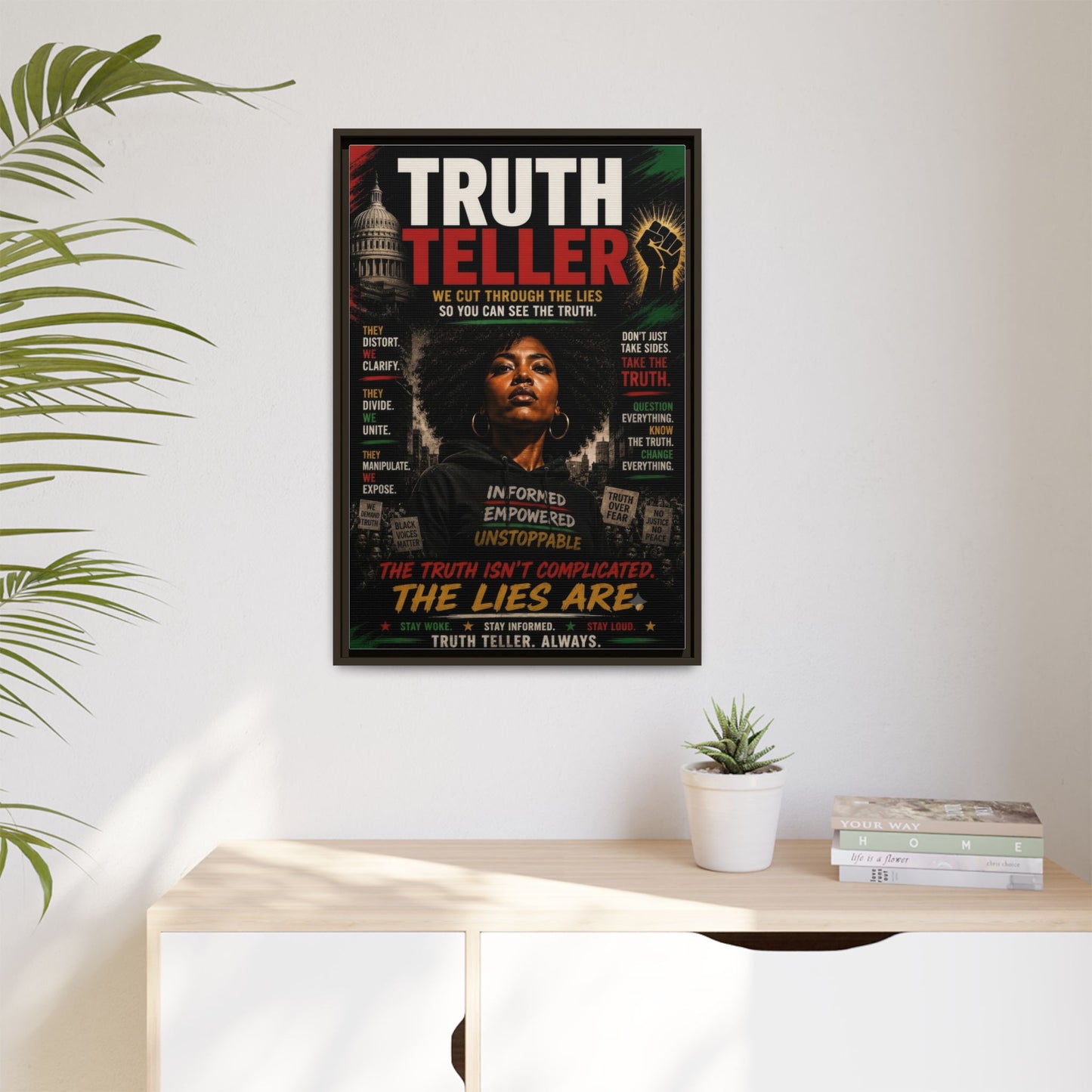 Truth Teller We Cut Through the Lies So You Can See the Truth. Framed Matte Canvas Wall Art