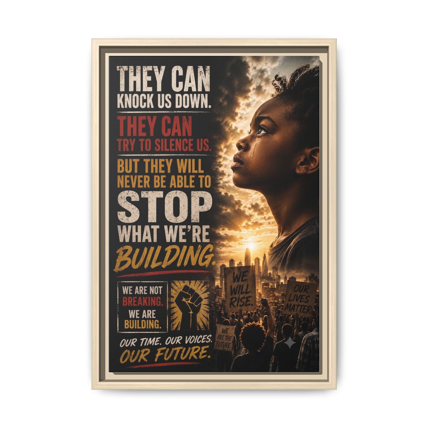 "They Can Knock Us Down" Framed Matte Canvas Wall Art
