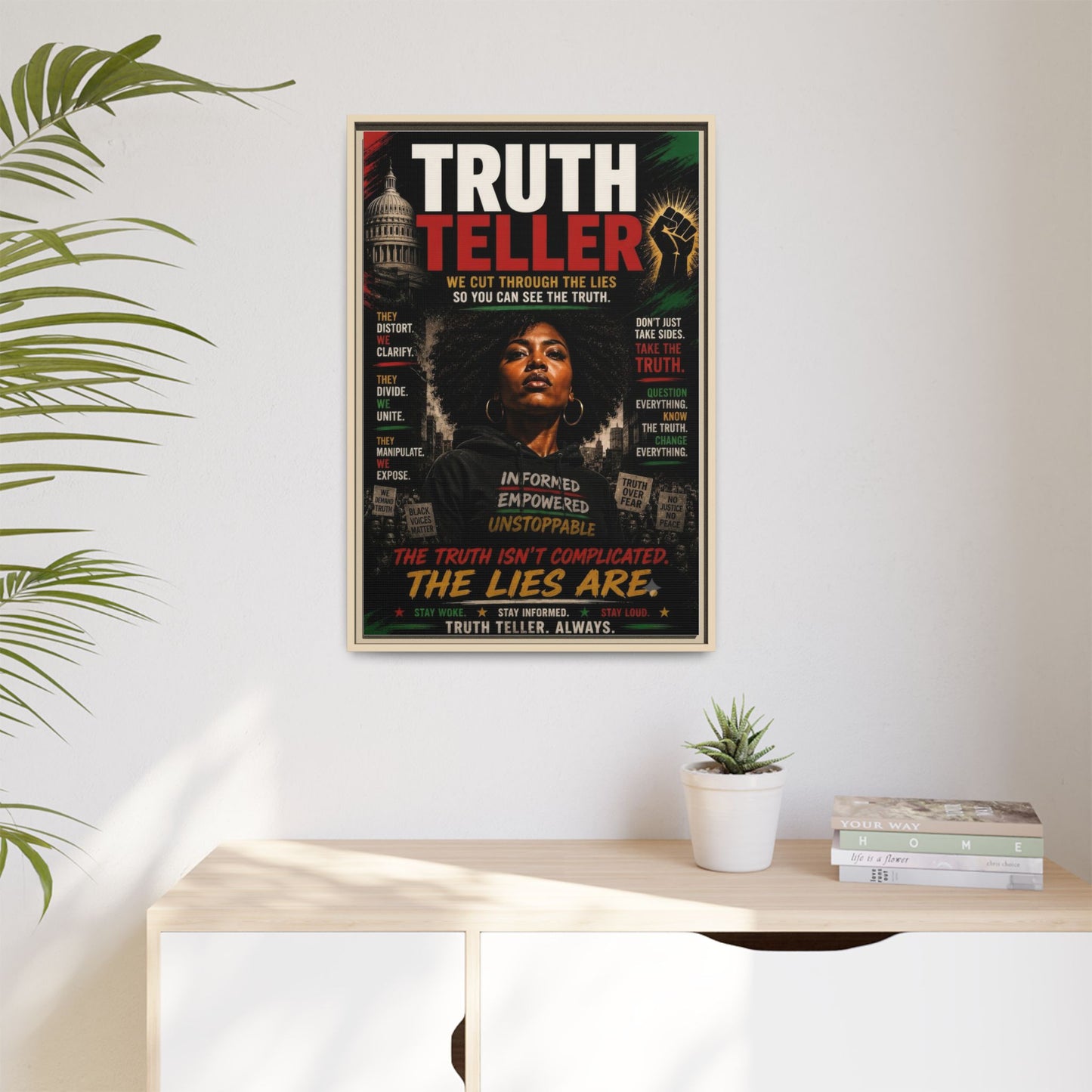 Truth Teller We Cut Through the Lies So You Can See the Truth. Framed Matte Canvas Wall Art