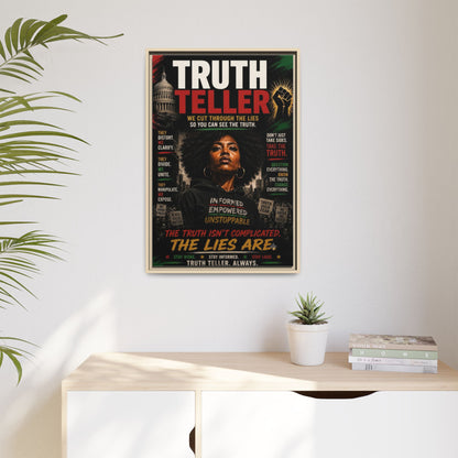 Truth Teller We Cut Through the Lies So You Can See the Truth. Framed Matte Canvas Wall Art