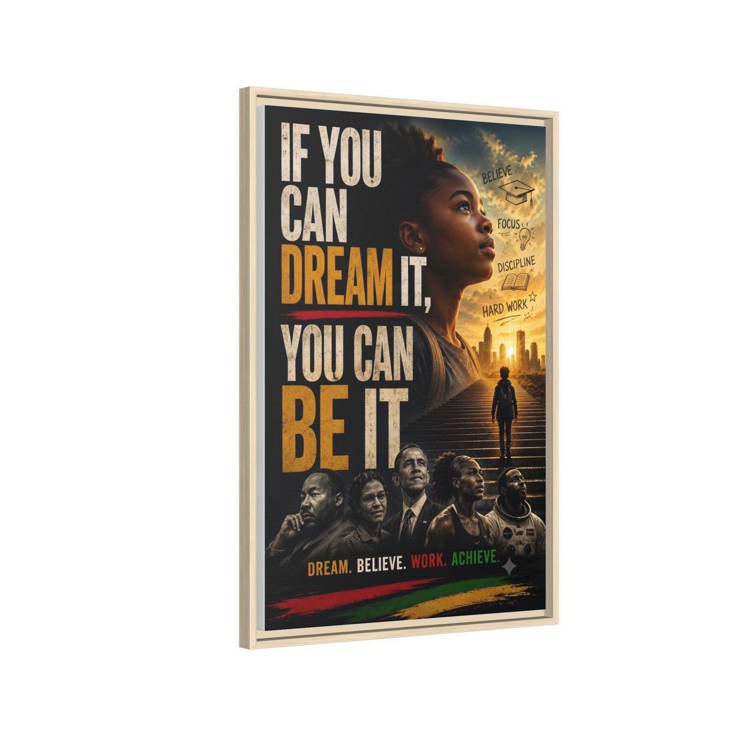 "If You Can Dream It, You Can Be It" Framed Canvas Wall Art