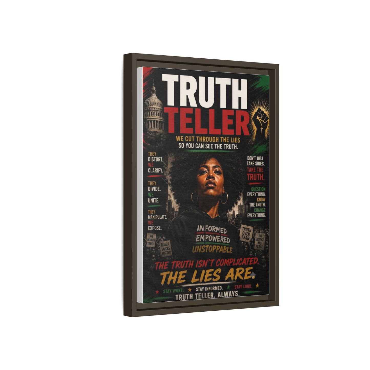 Truth Teller We Cut Through the Lies So You Can See the Truth. Framed Matte Canvas Wall Art