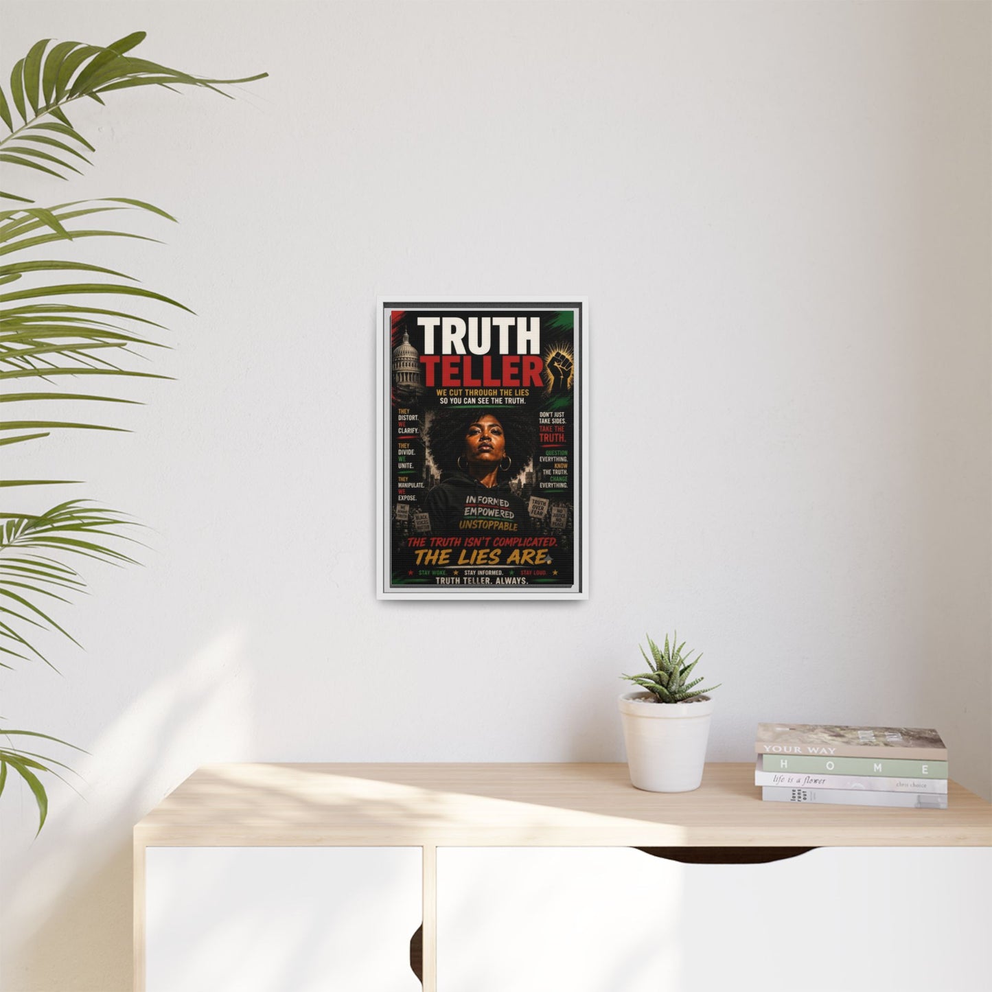 Truth Teller We Cut Through the Lies So You Can See the Truth. Framed Matte Canvas Wall Art