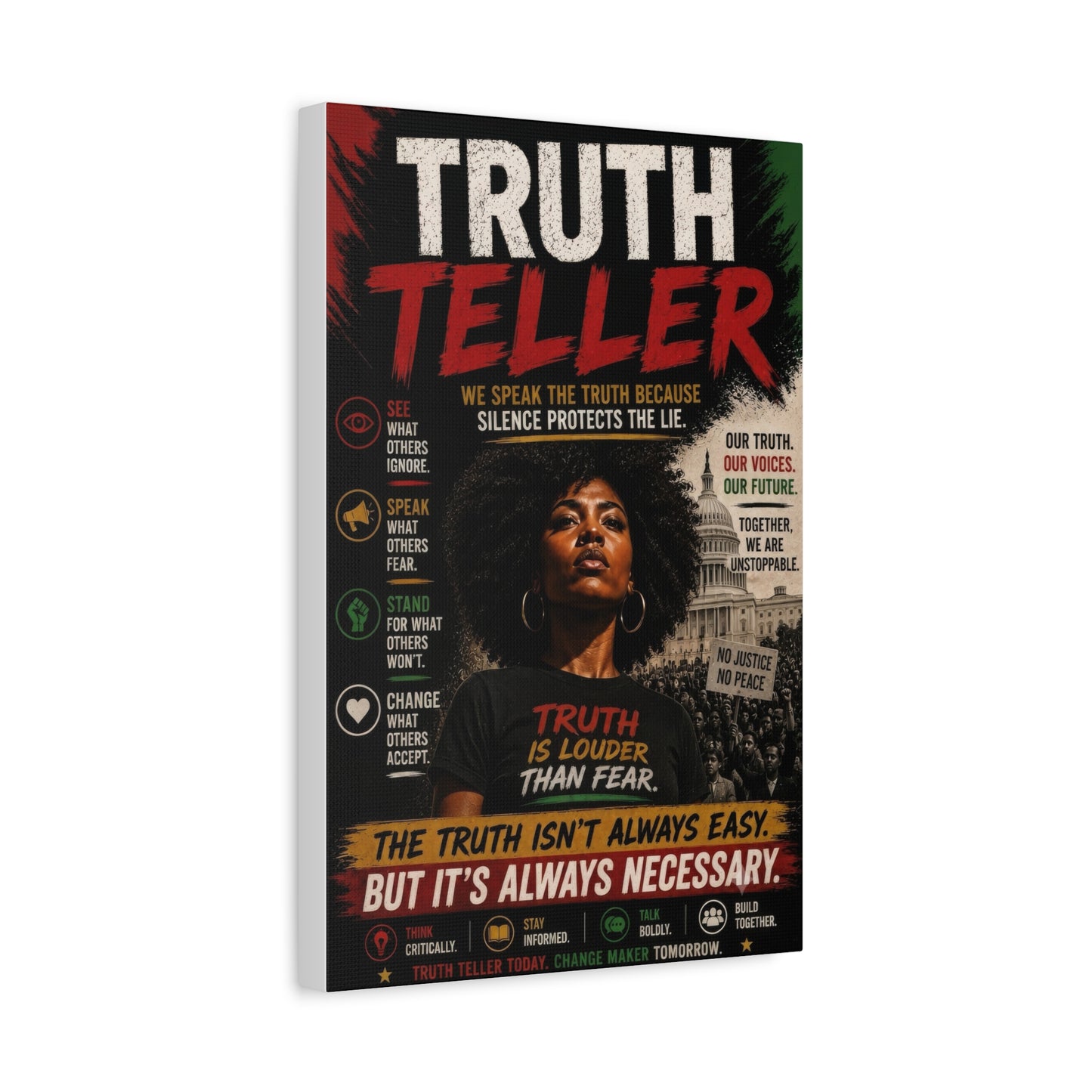 Truth Teller We Cut Through the Lies So You Can See the Truth. Canvas Wall Art