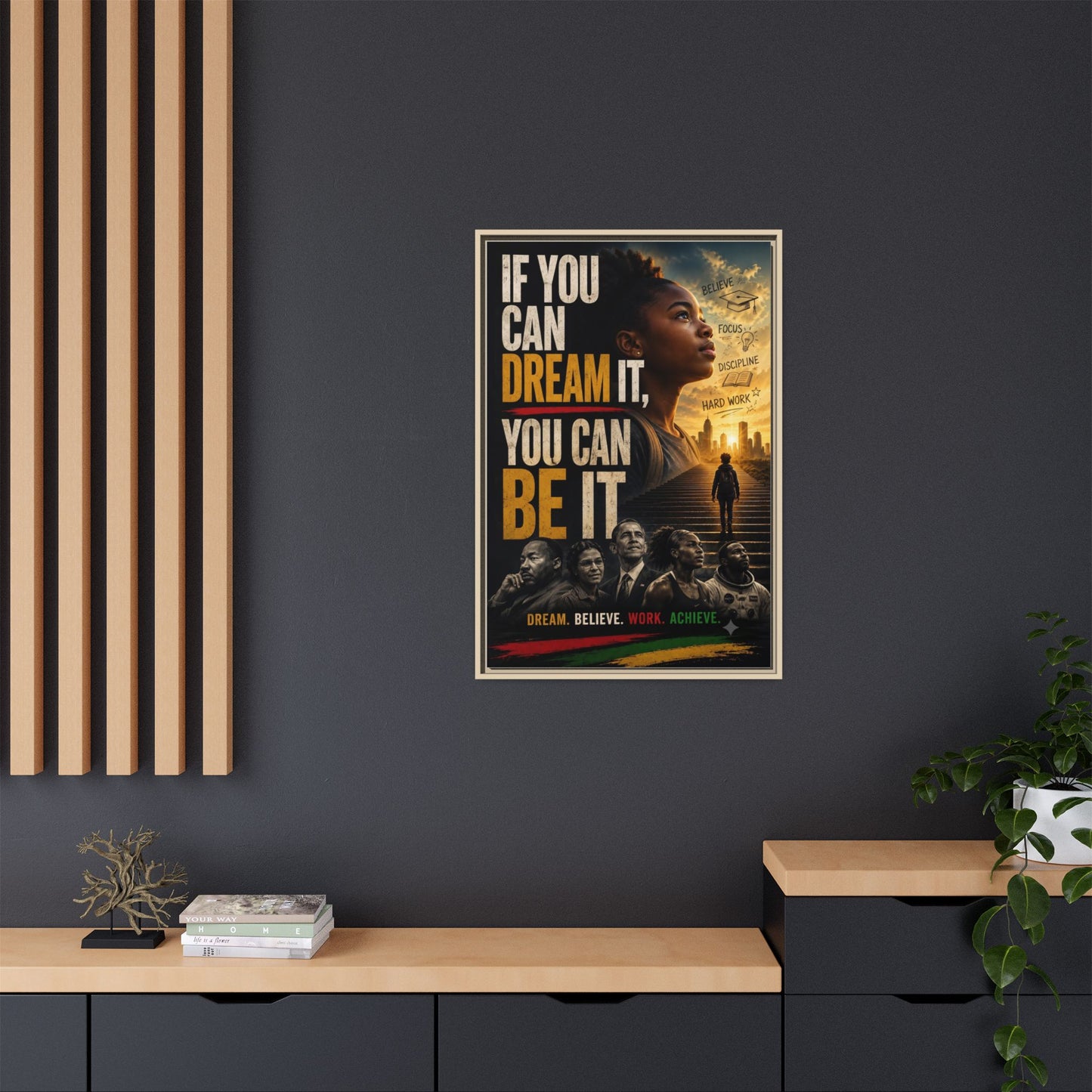 "If You Can Dream It, You Can Be It" Framed Canvas Wall Art