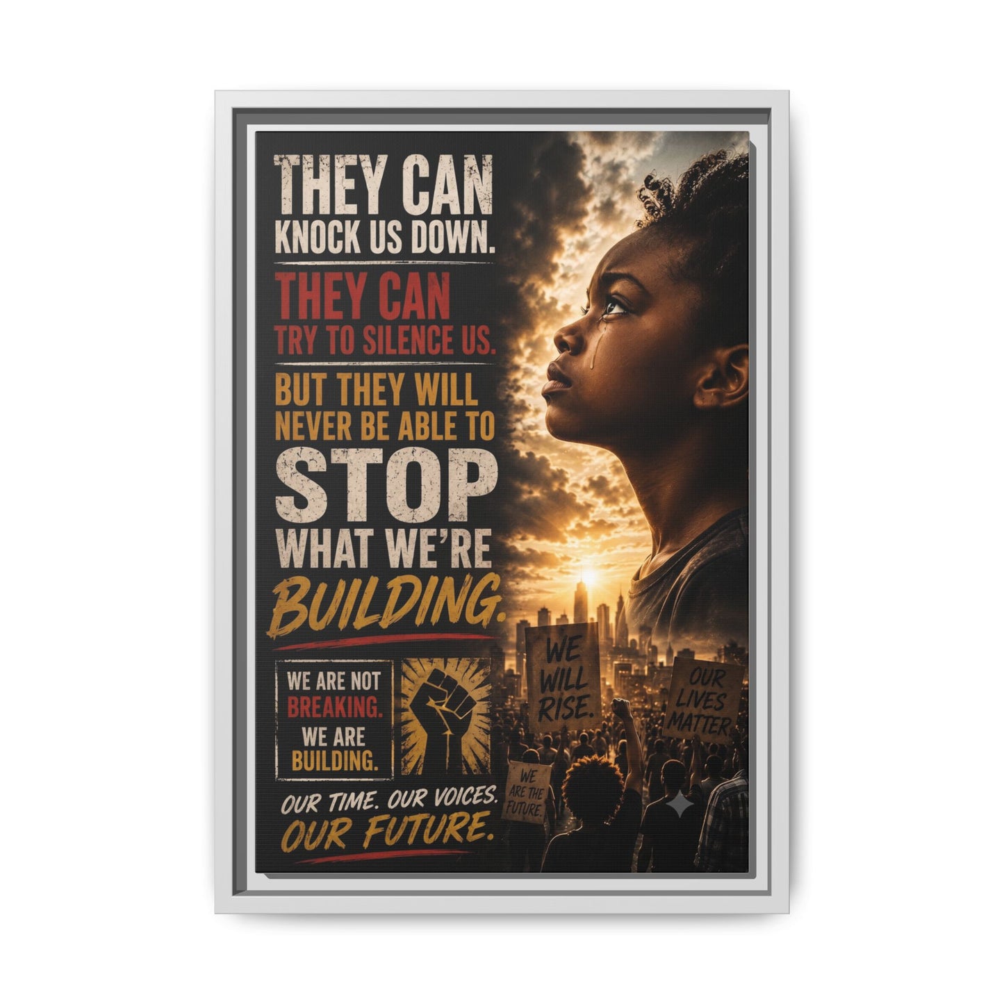 "They Can Knock Us Down" Framed Matte Canvas Wall Art