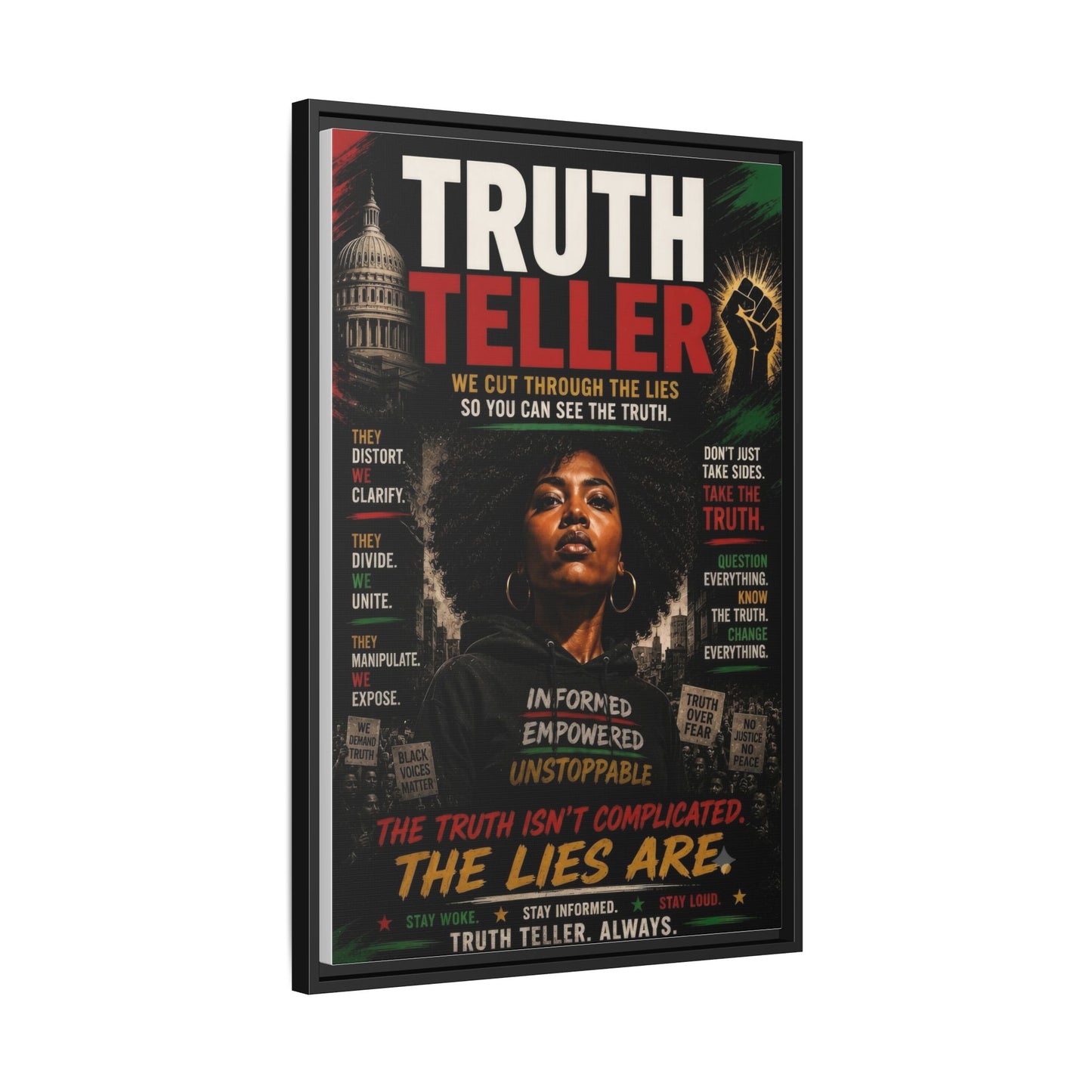 Truth Teller We Cut Through the Lies So You Can See the Truth. Framed Matte Canvas Wall Art