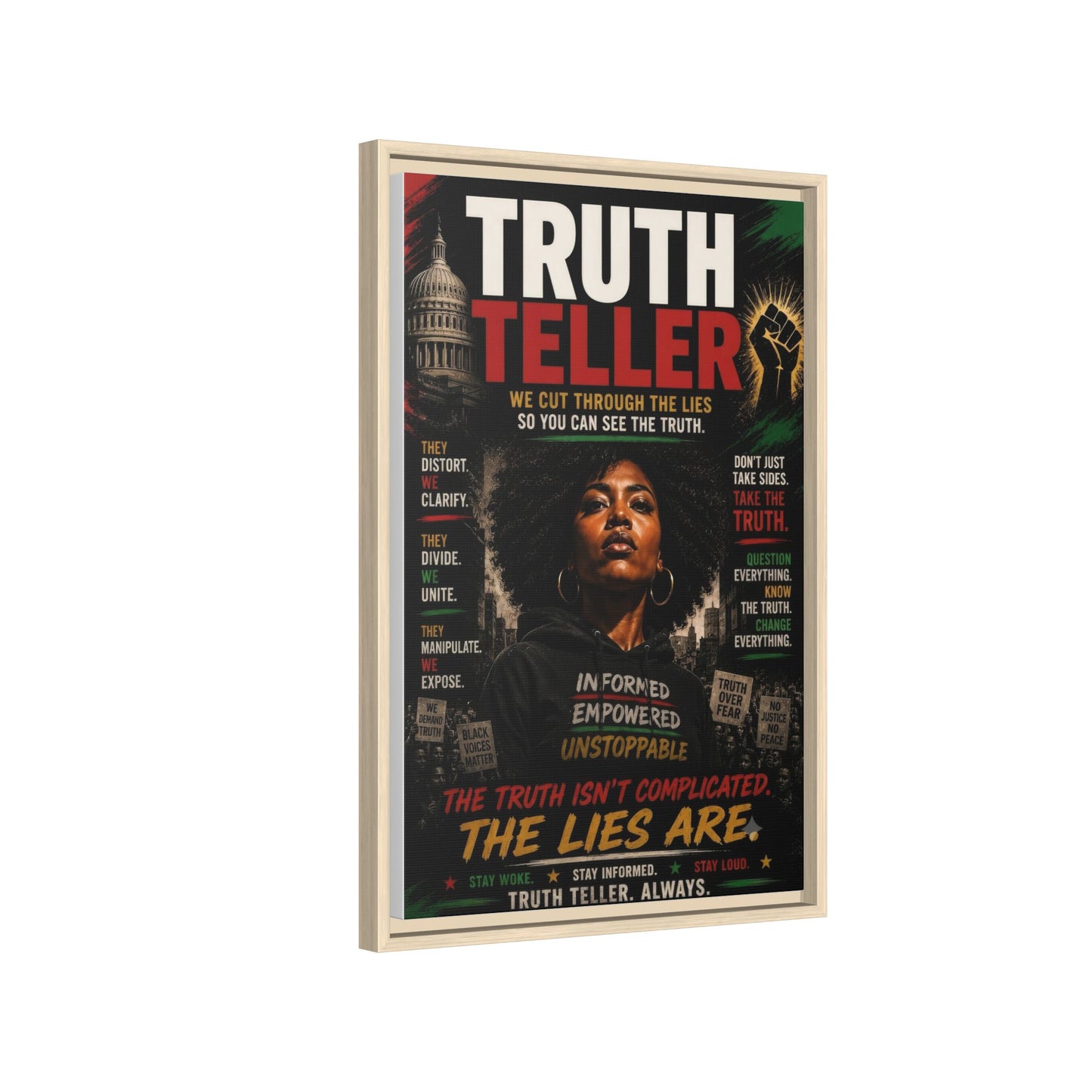 Truth Teller We Cut Through the Lies So You Can See the Truth. Framed Matte Canvas Wall Art