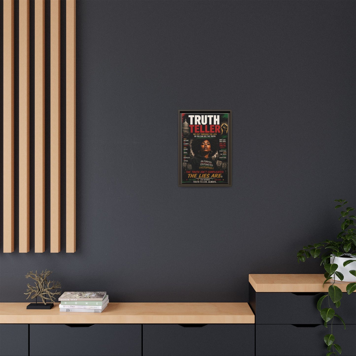 Truth Teller We Cut Through the Lies So You Can See the Truth. Framed Matte Canvas Wall Art